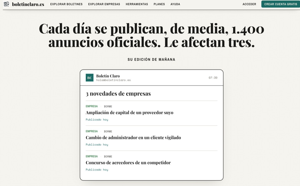 Web de Boletín Claro